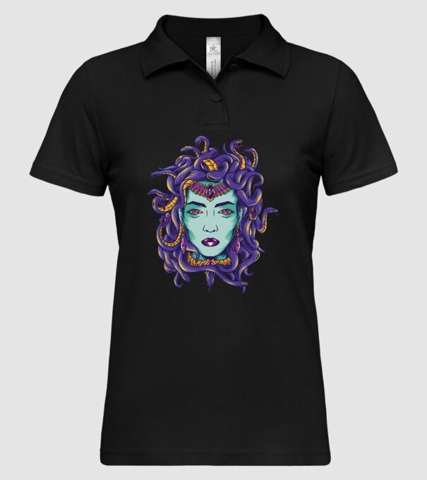 Cap de meduză model negru pe tricou