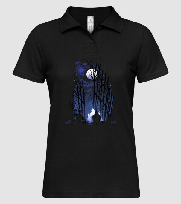 Urs în pădure noaptea model negru pe tricou