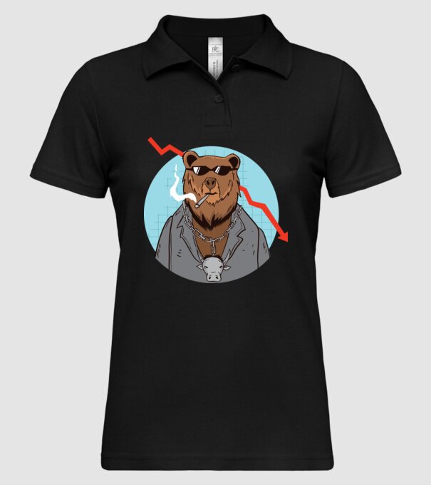 Piață urs Bursa de valori model negru pe tricou