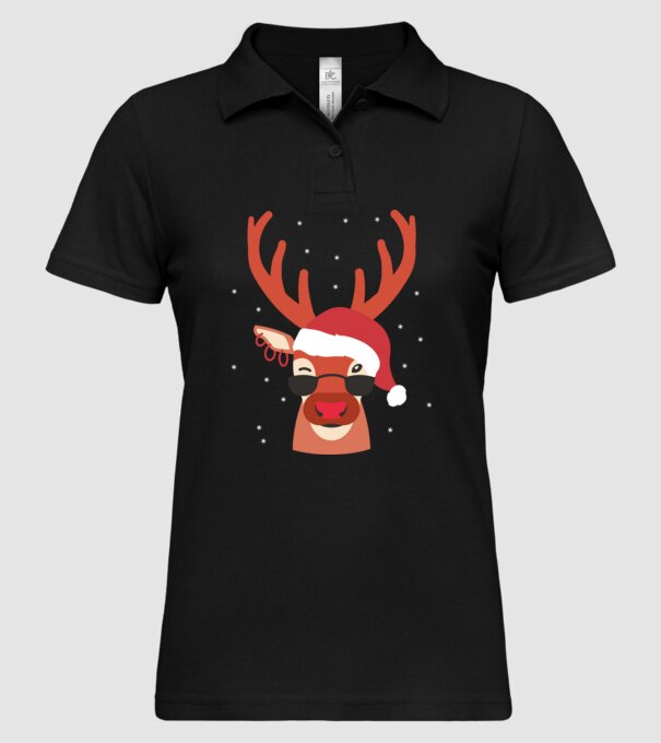 Ren cool de Crăciun model negru pe tricou