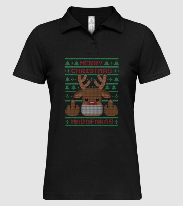 Merry Christmas Madafakas model negru pe tricou