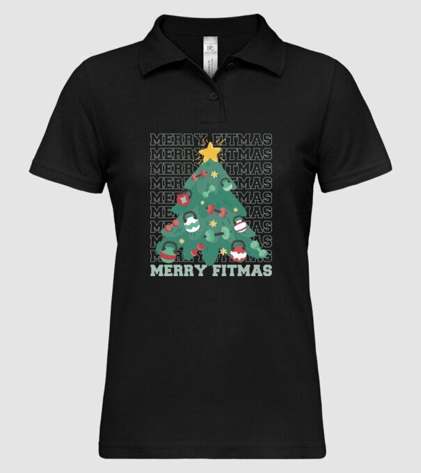 Merry Fitmas Fitmas Pom de Crăciun Fitness model negru pe tricou