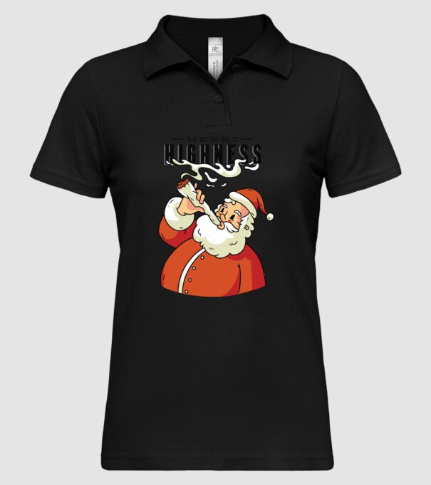 Merry Highness Mikulás fumează iarbă model negru pe tricou
