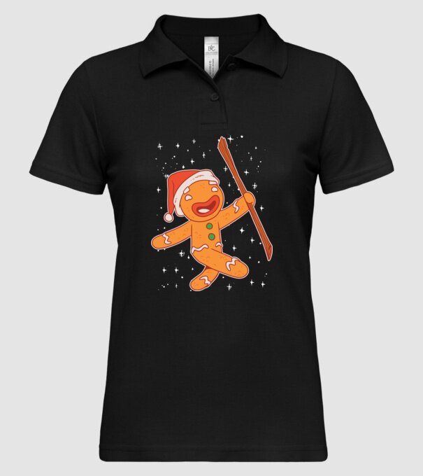 Turtă dulce Moș Crăciun tricou model negru pe tricou
