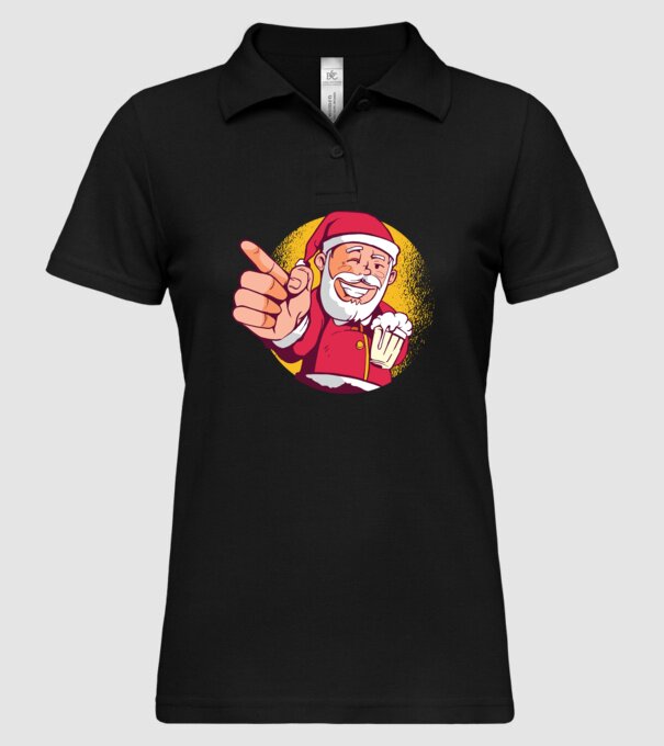 Moș Crăciun cu bere tricou model negru pe tricou