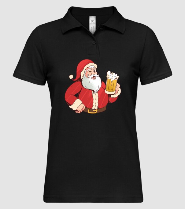 Moș Crăciun cu bere tricou amuzant model negru pe tricou