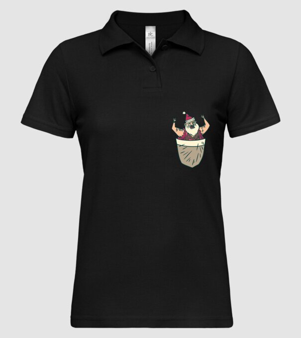Buzunar Moș Crăciun model negru pe tricou