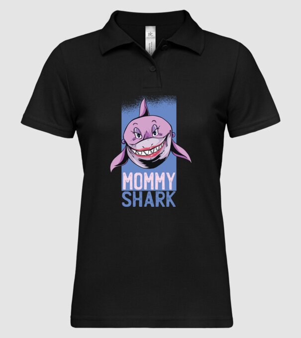 Mommy Shark tricou pentru mama model negru pe tricou