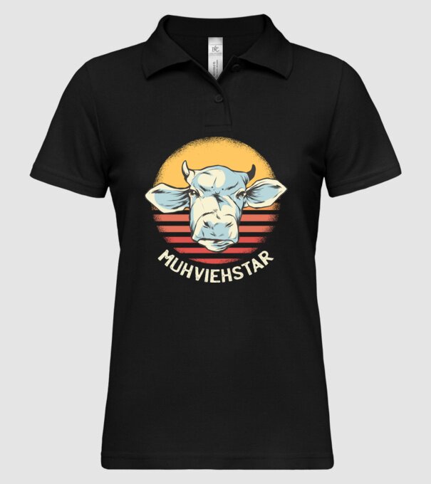 Vacă Muhviehstar model negru pe tricou