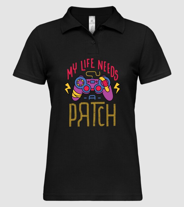 My life needs a patch Gamer model negru pe tricou