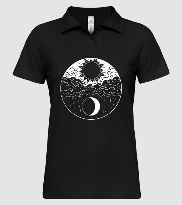 Soare și Lună Jin Jang model negru pe tricou