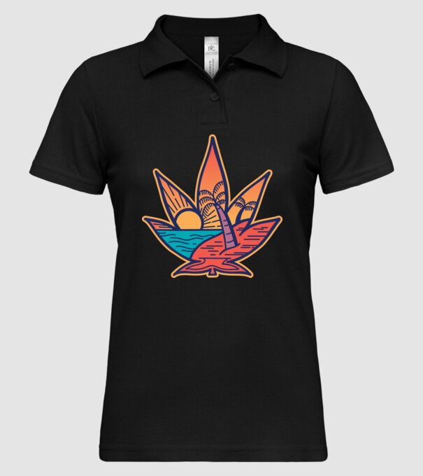 Apus de soare Frunză de marijuana model negru pe tricou