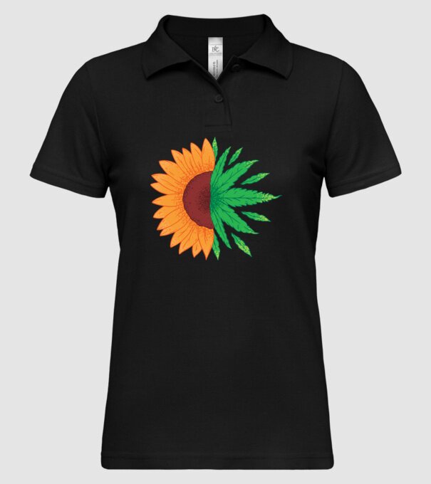 Floarea-soarelui Cannabis model negru pe tricou