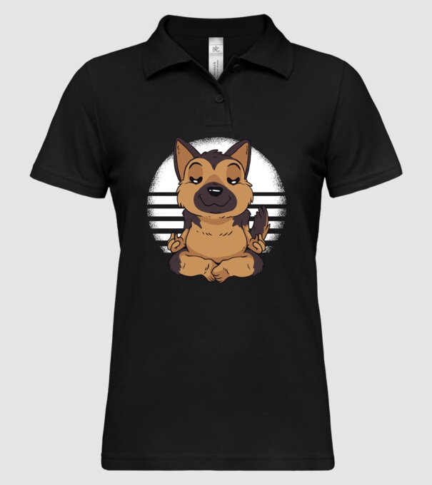 Tricou drăguț ciobănesc german yoga model negru pe tricou