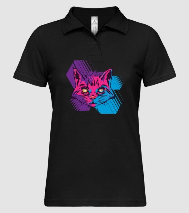 Pisică Neon model negru pe tricou