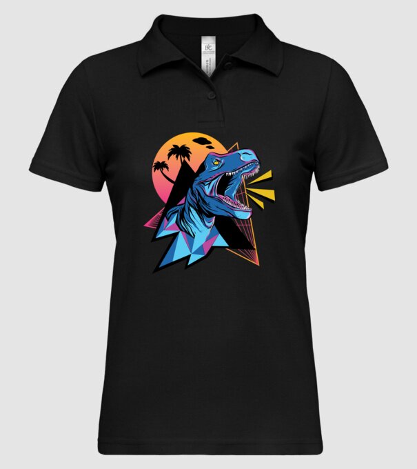 Tricou Neon dinozaur retro model negru pe tricou