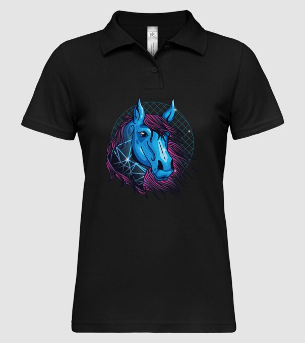 Cal neon pentru călăreți model negru pe tricou