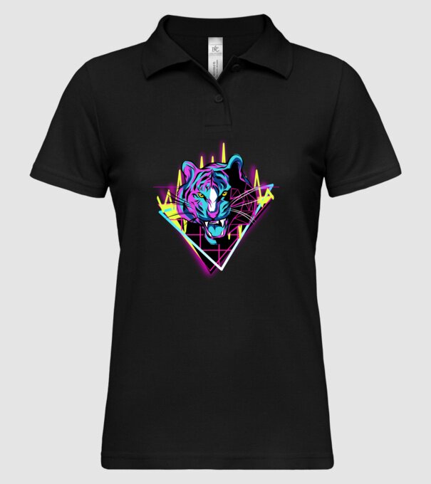 Tigru Neon anii 80 retro model negru pe tricou