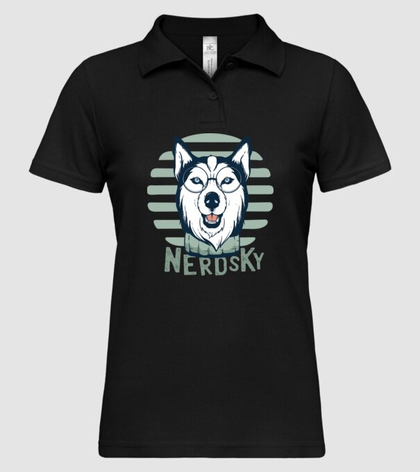 Nerdsky Husky model negru pe tricou