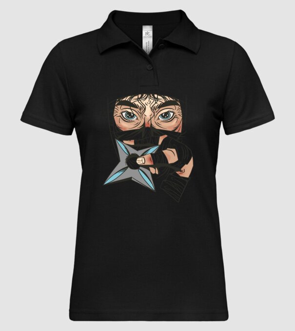 Cap de ninja model negru pe tricou