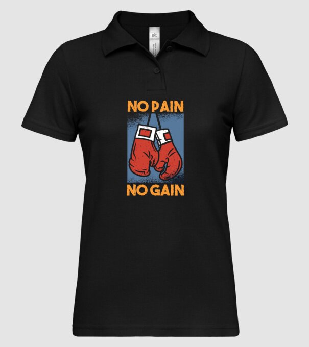 No pain no gain box model negru pe tricou
