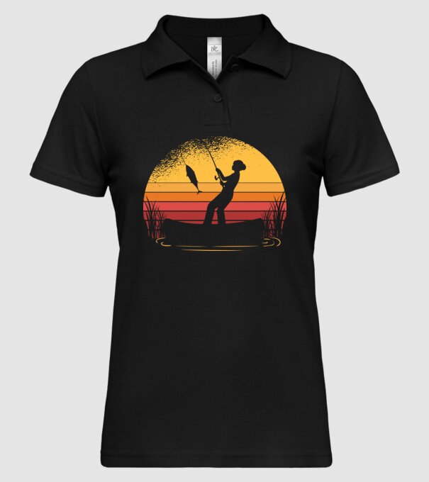 Femeie Pescar model negru pe tricou