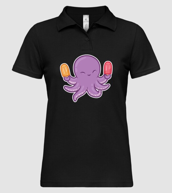 Înghețată Caracatiță Octopus model negru pe tricou