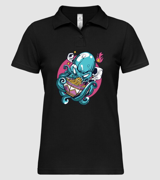 Octopus Ramen model negru pe tricou