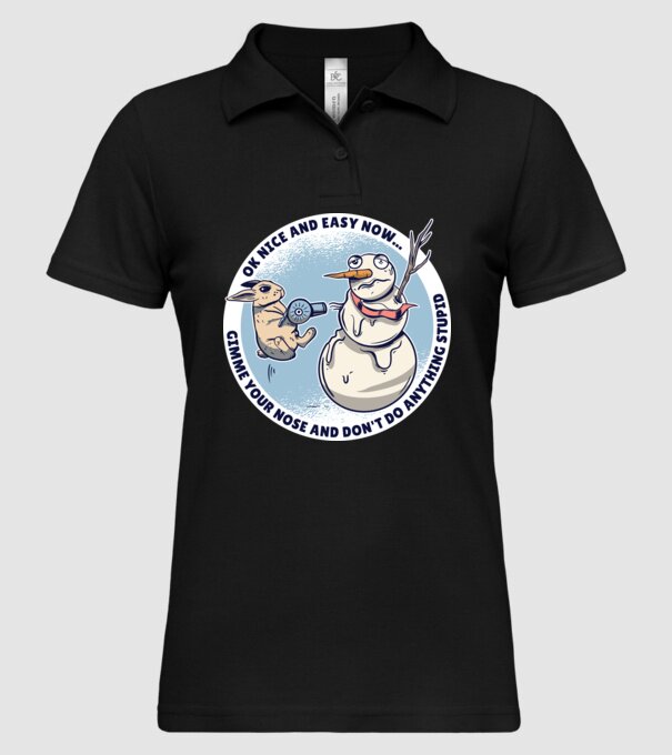 Ok nice and easy now... Iepurașul terorizează omul de zăpadă tricou amuzant model negru pe tricou