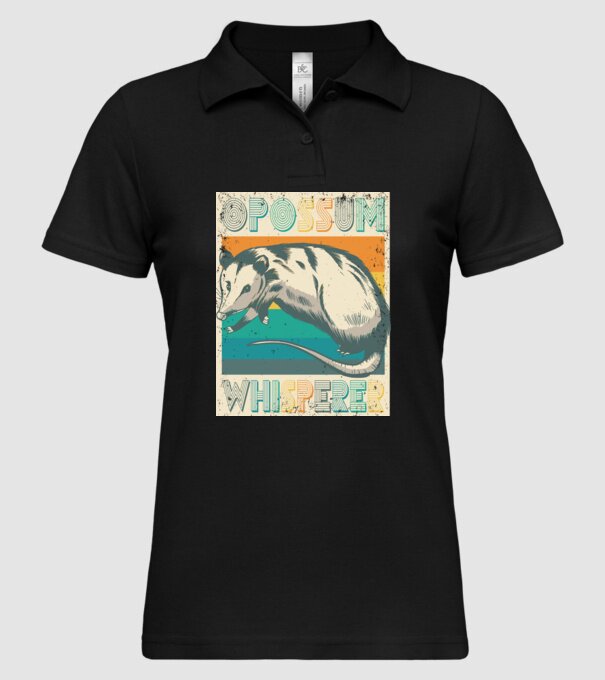 Opossum Whisperer model negru pe tricou