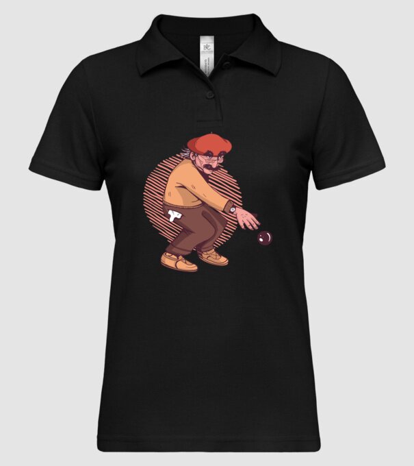 Petanque bătrân model negru pe tricou