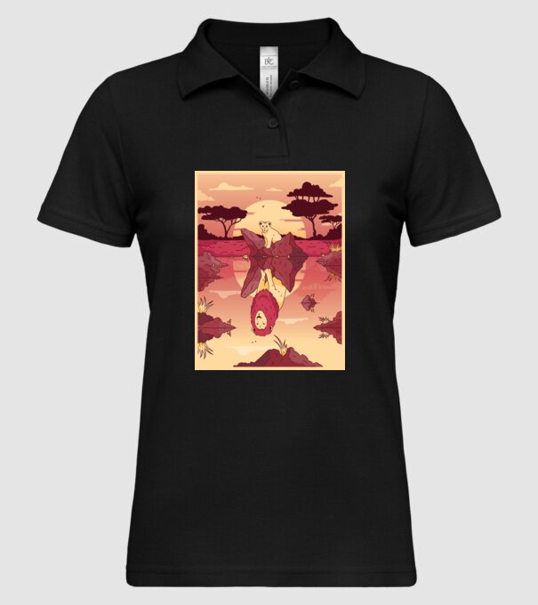 Reflecție leu model negru pe tricou
