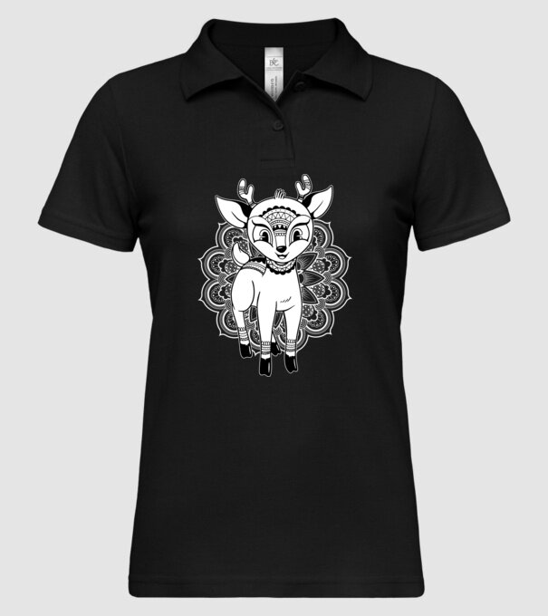 Mandala Căprioară model negru pe tricou