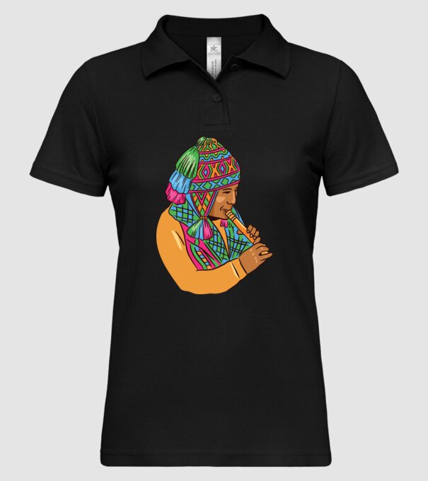 Muzician peruan indigen model negru pe tricou
