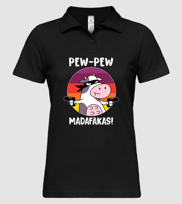Pew Pew Pew Madafakas Vacă model negru pe tricou