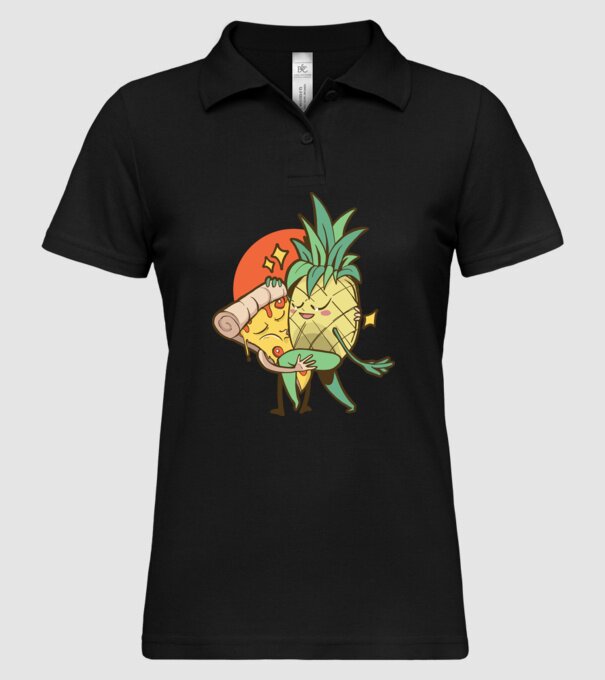 Pizza Ananas Dans model negru pe tricou