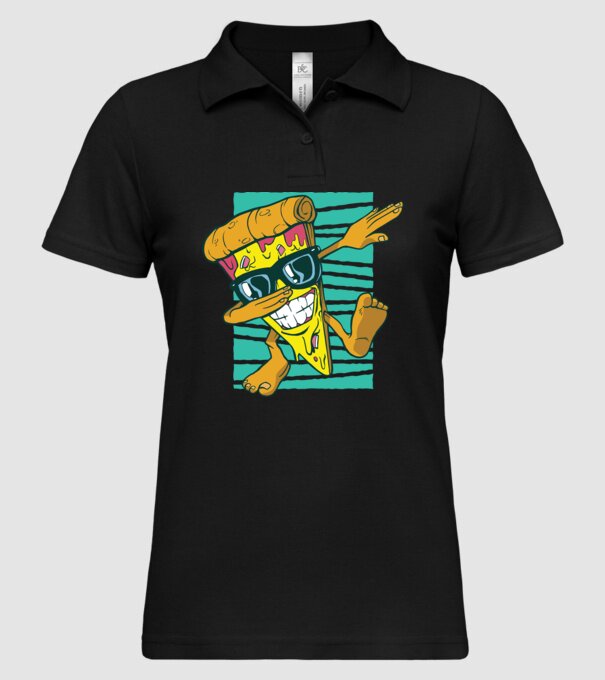 Felie de pizza DAB model negru pe tricou
