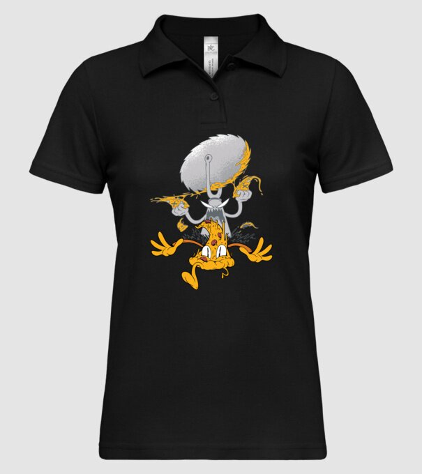 Monstru tăietor de Pizza model negru pe tricou