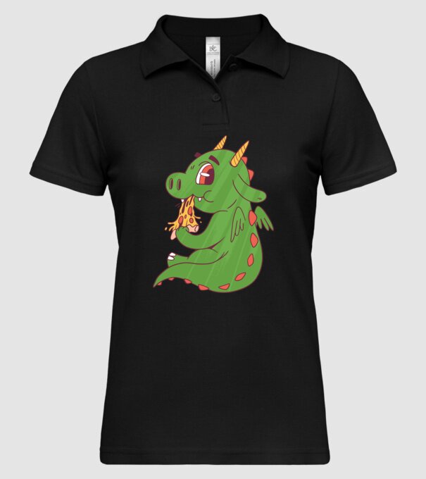 Pizza Dino model negru pe tricou