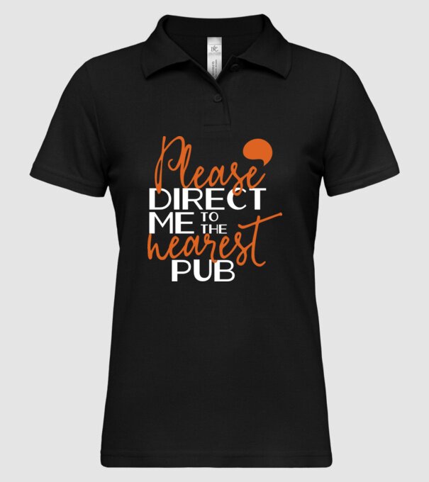 Please direct me to the nearest pub model negru pe tricou