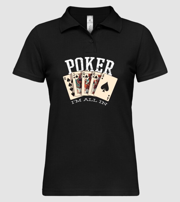 Poker All in model negru pe tricou