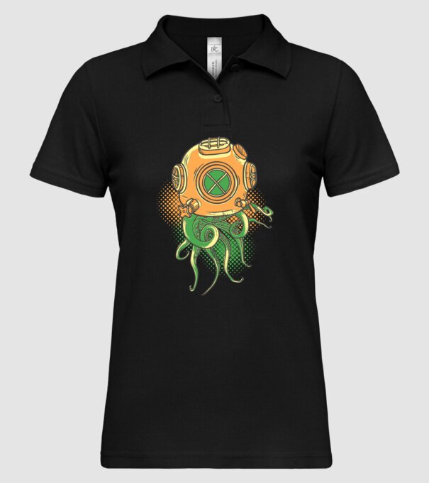 Scafandru caracatiță model negru pe tricou