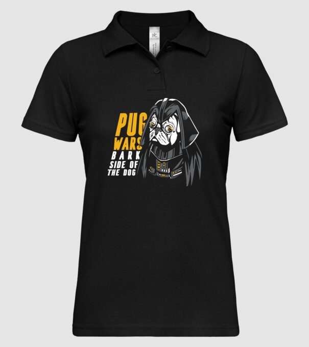 Pug Wars Mops model negru pe tricou