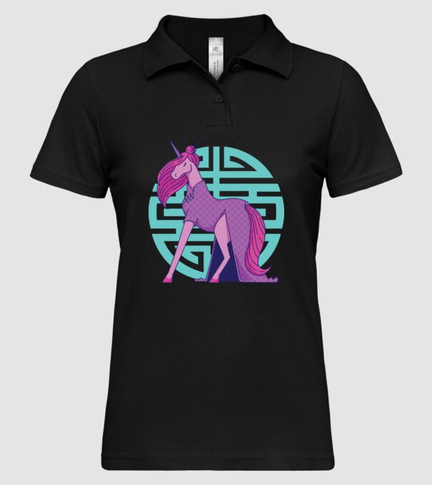 Qipao unicorn model negru pe tricou