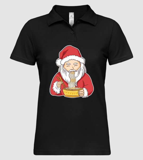 Moș Crăciun Ramen model negru pe tricou