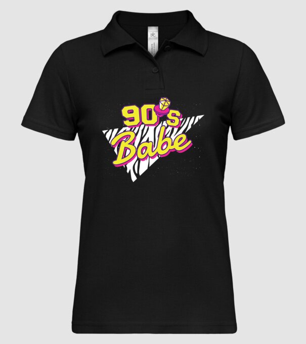 Retro 90s Babe model negru pe tricou