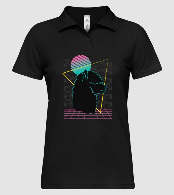 Retro Alpaka model negru pe tricou