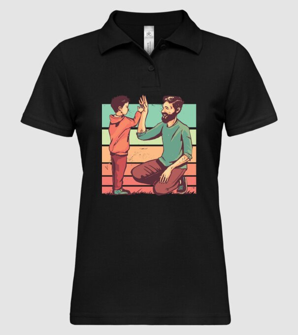 Tată și fiu retro model negru pe tricou