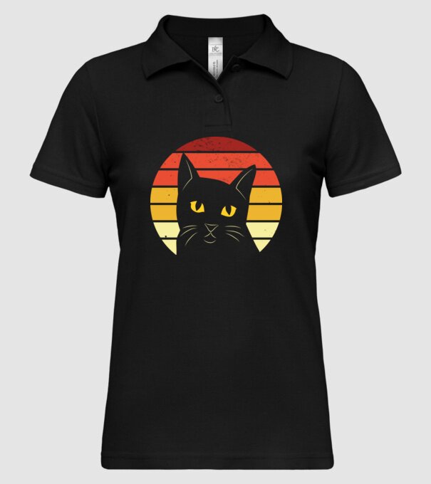 Cap pisică retro model negru pe tricou