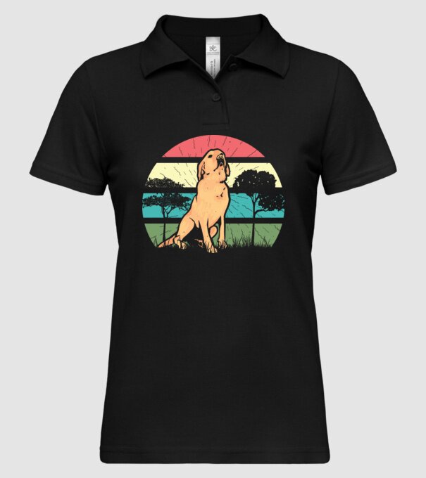 Golden Retriever retro model negru pe tricou